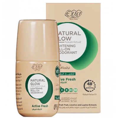 EVA SKIN CARE NATURAL GLOW LIGHTENING ROLL ON DEODORANT ACTIVE FRESH 60 GM EVA SKIN CARE NATURAL GLOW LIGHTENING ROLL ON DEODORANT ACTIVE FRESH 60 GM